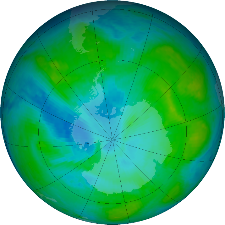 Antarctic ozone map for 17 January 2003